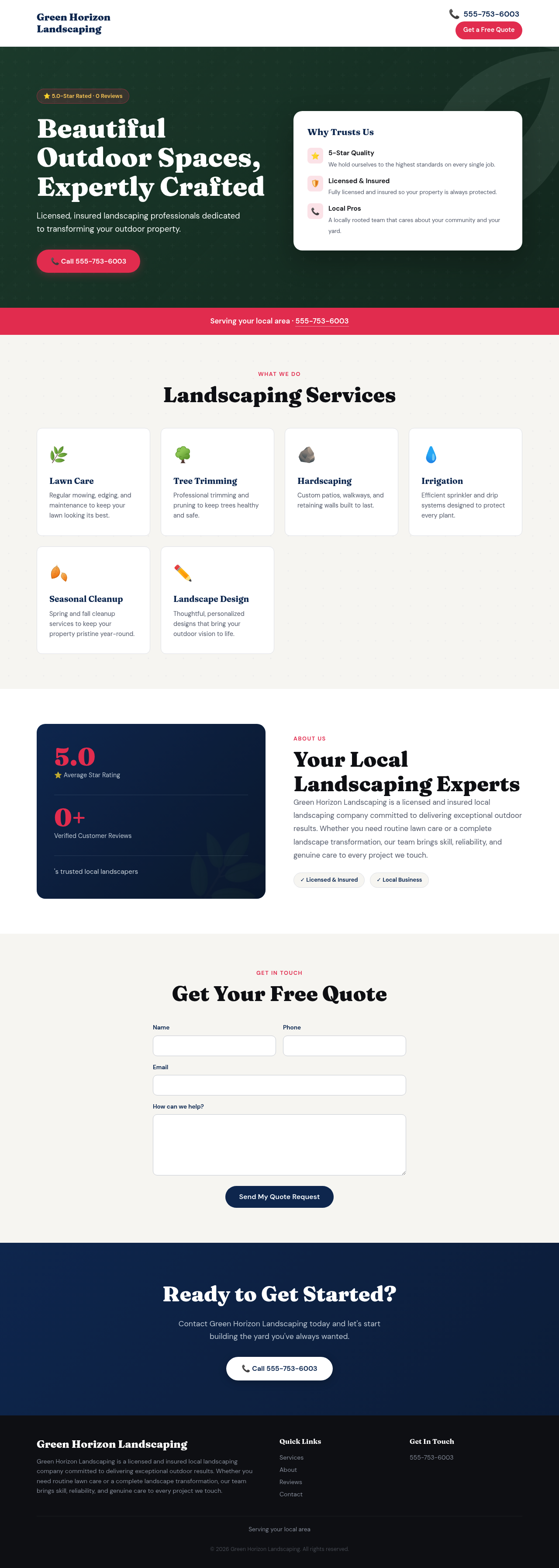 Green Horizon Landscaping — live site preview